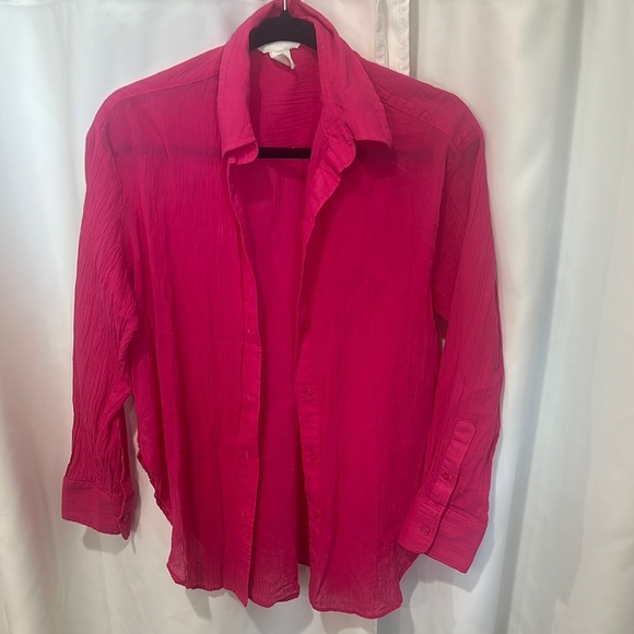 Vibrant Pink Button-Up Shirt - Picture 1 of 2